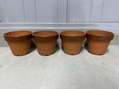 植木鉢　素焼き　5号　4点セット　観葉植物　多肉植物　山野草　草花　花　雑木　松盆栽　松柏　盆栽　ガーデニング　園芸　鉢　盆栽鉢