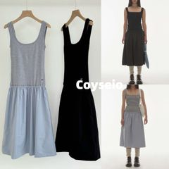 新品 韓国 COYSEIO コイセイオ RINA DRESS 人気 ワンピース ラウンドネック ロングワンピース ファッション Y2K 人気 春夏 かわいい おしゃれ レディース【2色選択可能】