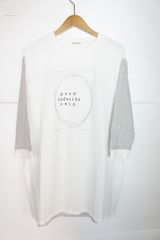 美品 CA C'EST CA コムシコムサ 七分袖 シャツ 切り替え ワンピース カットソー Tシャツ 白 灰 ストライプ 907319 419N★4