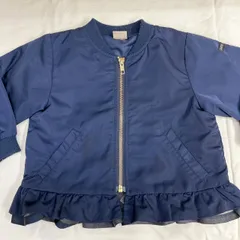 プティマイン(petit main) チュール重ね裾　フリルブルゾン　紺　90