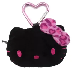 【中古】財布・パスケース ハローキティ(ヒョウ柄シリーズ) 小銭入れ ブラック/ピンク 「サンリオキャラクターズ」