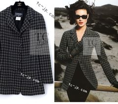 シャネル ジャケット スーツ CHANEL ブラック パープル ウール  