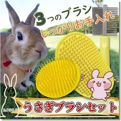 ReTORUE うさぎ ブラシ セット うさぎブラシ ウサギ ブラッシング グルーミング うさぎ用品 ウサギケア(イエロー)