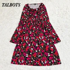 【美品】TALBOTS ストレッチAラインフレアワンピース L レッド　ブラック