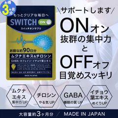 【お得3ヶ月分・スイッチオン】集中力 アップ やる気 サポートサプリ  休眠 休息 ドーパミン ムクナ豆 チロシン カフェイン ホスファチジルセリン ギャバ イチョウ葉 レシチン ルテイン バコパ 集中 やる気 チャージ ドーパミン サプリ やるき 集中 活気