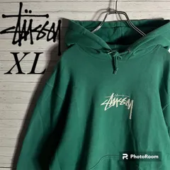 STUSSY パーカー ビッグロゴ ライトグリーン-