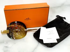 ☆HERMES　エルメス　かんざし　マジェステ　Hロゴ　ロカイユ　バッファローホーン　髪留め　ヘアアクセサリー　K24583