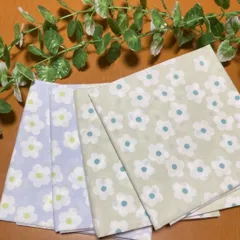 カットクロス　花柄(ブルー＆グリーン)4枚セット