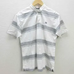 Q■カンタベリー/CANTERBURY スタンドカラー 半袖ラガーシャツ/ポロ■白×灰【メンズM】MENS/66【中古】