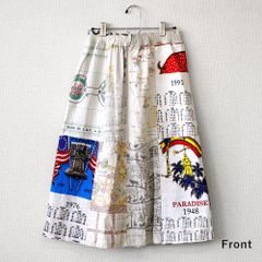 リメイク スカート ペナントクロス 総柄  ゴム 中古素材【UR-0723】