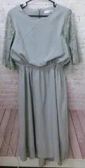 【TAKA44-31】◇LACE LADIES パーティードレス ワンピース  レース袖 XLサイズ グレー レディース