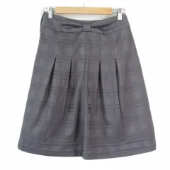コムサモデルズ COMME CA MODELS スカート チェック フレア タック リボン M グレー
