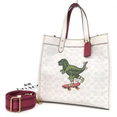 OF25501 新品同様 極美品 COACH コーチ 日本限定 フィールド レキシー 2WAY トートバッグ ショルダーバッグ シグネチャー柄 恐竜プリント