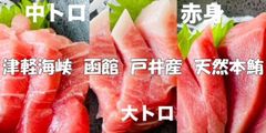 天然本マグロ食べ比べセット　刺身用【津軽海峡　函館　戸井産　本鮪　赤身・大トロ・中トロ 各200ｇセット　計600g以上】本まぐろ食べ比べ【送料込】