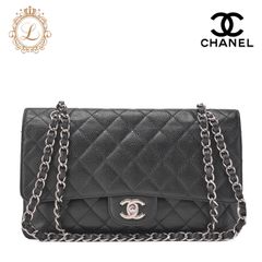 CHANEL シャネル   チェーンショルダーバッグ  マトラッセ  ダブルフラップ 25cm キャビアスキン  黒 （シルバー金具） レディース バッグ レディース【中古】【送料無料】