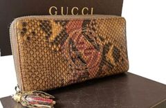 【GUCCI】ソーホー グッチ 希少 長財布 パイソン ラウンドジップ 箱付