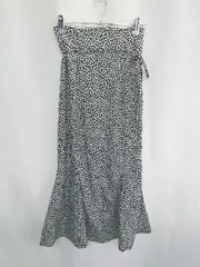 ◇ ◎ flower フラワー 花柄 ロング丈 フレア スカート サイズF ブラック系 レディース E  【1407180061668】