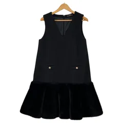 Swingle スウィングル ヘムファーVネック ノースリーブ ジャンパースカートワンピース sizeM/ブラック