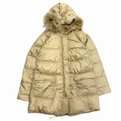 コムサイズム COMME CA ISM ダウン コート ジャケット 薄手 フーディー ラクーンファー アウター M ベージュ レディースのサムネイル