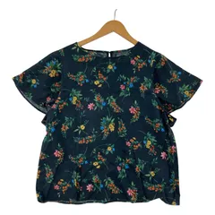 GLOBAL WORK グローバルワーク  総柄 フリル袖カットソー sizeM/ネイビー系