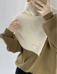 人気<!-利用不可文字-!>ニット スヌード 韓国 ネックウォーマー タートルネック アイボリー あったか