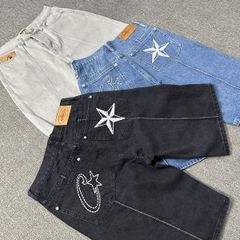 Corteiz Denim Shorts コーテイズ デニムバギー デニム ハーフパンツ ロゴの五芒星 刺繍 カジュアル インポート ストリートファッション 並行輸入品 S-XL