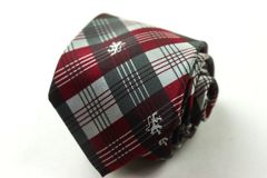 メイル&コー ブランド ネクタイ チェック柄 小紋柄 格子柄 シルク PO メンズ ワインレッド MALE & Co 【中古】