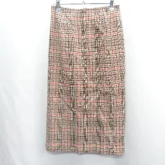 ◇ green label relaxing チェック柄 ロング丈 タイト スカート サイズ38 ブラウン レディース E  【1407020069823】