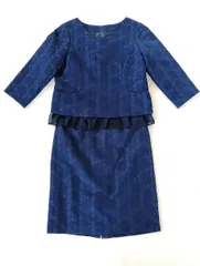 【美品】クローネ　セレモニースーツ　セットアップ　ネイビー　レディーススーツ　スカートスーツ　結婚式 二次会 パーティー 冠婚葬祭 入園式 卒園式 入学式 卒業式 フォーマル 節句 お食い初め 七五三 誕生日 訪問 お呼ばれ　レディース　Mサイズ