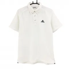 【美品】アディダス 半袖ポロシャツ 白 起毛素材 ボタンダウン  メンズ L/G ゴルフウェア adidas