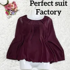 L 極美品 ✨ Perfect suit factory パーフェクトスーツファクトリー シアー素材ブラウス サイズL 濃いパープルのシアー素材ゆったりノーカラーブラウスです♡ オフィスカジュアルにも最適です！ S791 0619のサムネイル