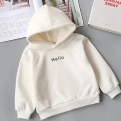 キッズ 裏起毛シンプルロゴパーカー トップス 男女兼用 韓国子供服 白