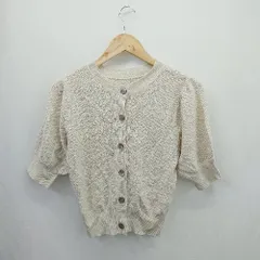 ◇ ⊂ N. Natural Beauty Basic ハイゲージ 薄手 半袖 カーディガン サイズM アイボリー系 レディース E  【1507030009380】