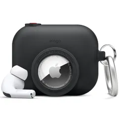 紛失防止 シリコンケース 可 耐衝撃 落下防止 収納 ケースカバー AirTag [ カバー Apple シリコン AirPodsPro 付 MWP22J/A エアーポッズプロ カラビナ エアポッツ デザイン プロ カメラ エアーポッツプロ ケース 対応 ]