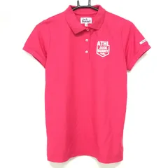 ★特価★【美品】ジャックバニー 半袖ポロシャツ ピンク×白 織生地 レディース 1(M) ゴルフウェア Jack Bunny