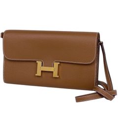 【在庫一掃】 エルメス HERMES コンスタンス ロング トゥーゴー 長財布 2WAY ショルダーバッグ 長財布 ヴォーエプソン ゴールド B レディース 【中古】
