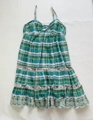 A290 axes femme　アクシーズファム Mサイズ   グリーンのチェック 胸元がリボン風になって可愛いです✩.*˚ 紐にもレースが着いてオシャレ！