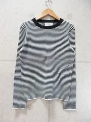 OPAQUE.CLIP オペークドットクリップ リブ ニット 長袖 ボーダー ホワイト ブラック 38/Mサイズ 637-14013