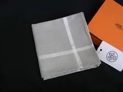 ■新品■未使用■ HERMES エルメス グリクレール コットン100％ スカーフ ハンカチ ハンカチーフ グレー系 FJ3018