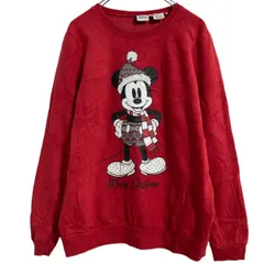 Disney キャラクタースウェット トレーナー レディース L レッド ディズニー プルオーバー 裏起毛 古着卸 アメリカ仕入 a612-6253のサムネイル