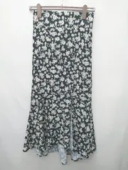 ◇ ⊂ OLIVE des OLIVE 花柄　スリット ロング マーメイド　ヘム スカート サイズF ブラック レディース P  【1410230005284】