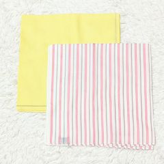 未使用品　noue-rue　ヌール　ハンカチ　2枚セット　ストライプ　ボーダー　イエロー　シンプル　プレゼント　日用品　ピンク　ホワイト　イエロー