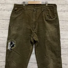 90's Wrangler ダメージパンツ 厚手 裏地起毛 カーキ色 38×32