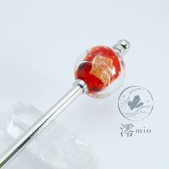 かんざし とんぼ玉 赤 紅 レッド ヘアアクセサリー ガラス玉 まとめ髪 ギフト プレゼント 透明 クリア 和装 着物 浴衣 和風 伝統工芸 実用 普段使い 上品 大人 キラキラ ハンドメイド