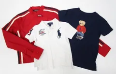 [送料無料] TOMMY JEANS 長袖アウター・POLO RALPH LAUREN 半袖ポロシャツ、Tシャツ キッズ服計3点まとめ売り 110～Sサイズ 赤 白 紺 331［358-331-2000_1124］