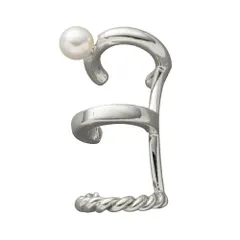 【シルバー×ワンサイズ】[Cream dot. クリームドット公式] イヤーカフ レディース イヤーカフ イヤカフ 片耳用 3連 レイヤード風 パール ツイスト MIXメタル 大人