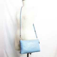 ●COACH コーチ ロゴ クロスボディ ショルダーバッグ 斜め掛け F34265 ライトブルー 水色 鞄 レディース E104B ★3862