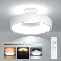 [禄越] シーリングライト LED 照明器具 8畳 36W 間接照明 12段階 調光 調色 リモコン付き 常夜灯 消灯タイマー ledシーリングライト 省エネ 節電 簡単取付 おしゃれ 和室 洋室 寝室 子供部屋 リビング キッチン 天井 電気 (Φ37x 1