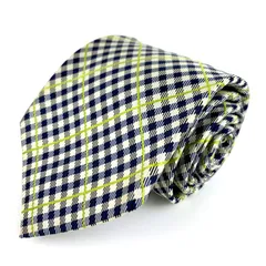 アレキサンダージュリアン ブランドネクタイ チェック柄 シルク 日本製 メンズ ブルー ALEXANDER JULIAN 【中古】