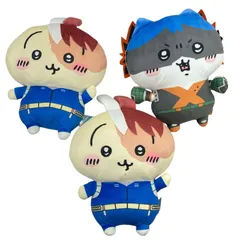 186000 現状品 僕のヒーローアカデミア×ちいかわ　ぬいぐるみ　轟焦凍　爆豪勝己　3点 まとめ売り 美品 体長約35cm うさぎ ハチワレ